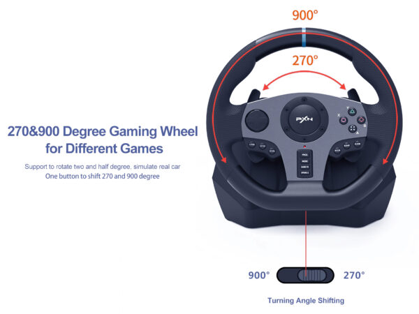 PXN Racing Wheel Steering Wheel V9 Driving Wheel 270°  900° Degree Vibration Gaming Steering Wheel with Shifter and Pedal for PS4,PC,Xbox One,Xbox