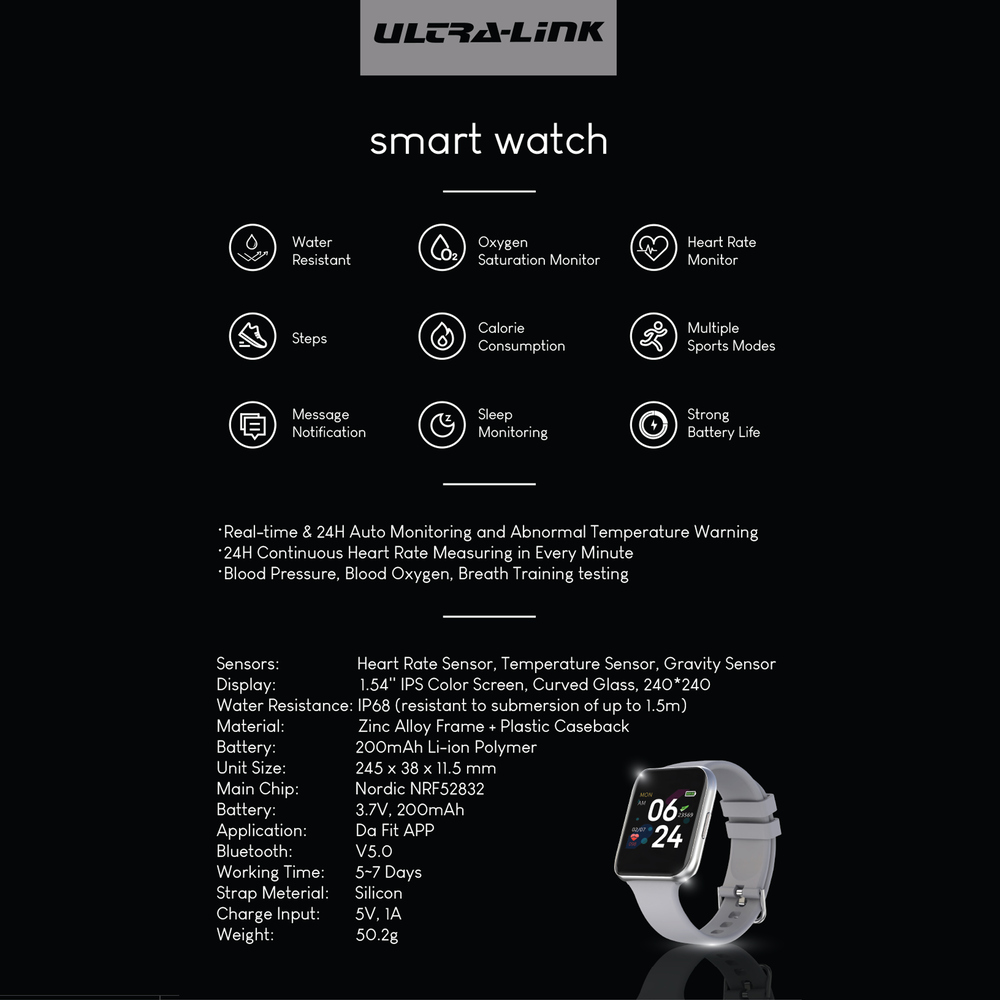 UL-SW01_4Smart Watch Grey